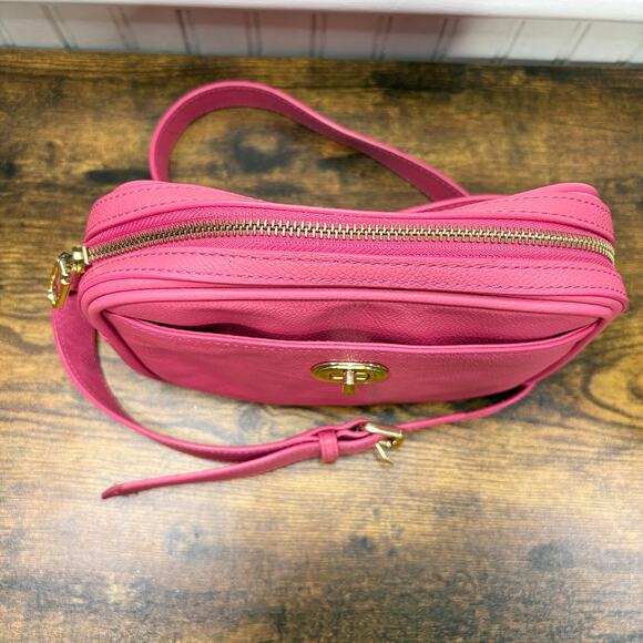 Talbots Crossbody Bag Purse Pink Pebbled Leather Small Spring Summer Classic - Picture 3 of 13